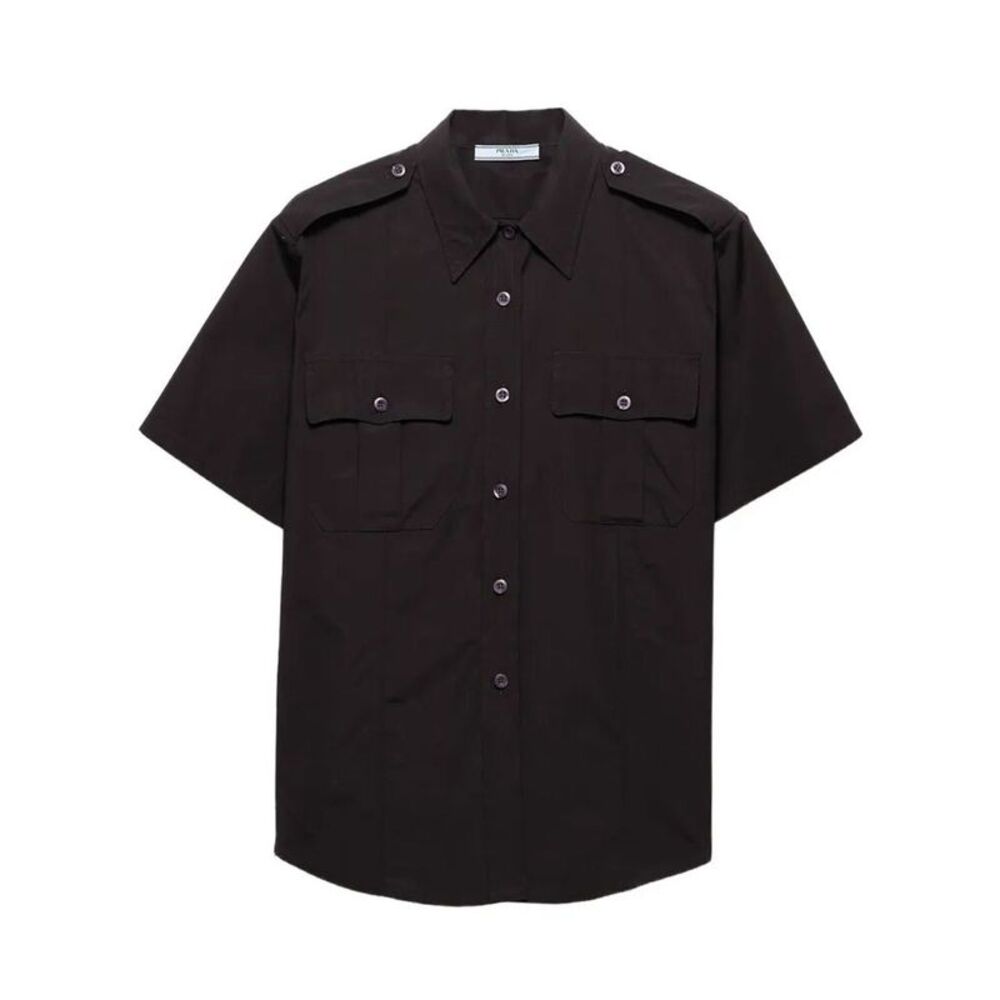 Short-Sleeved Poplin Utility Shirt Women